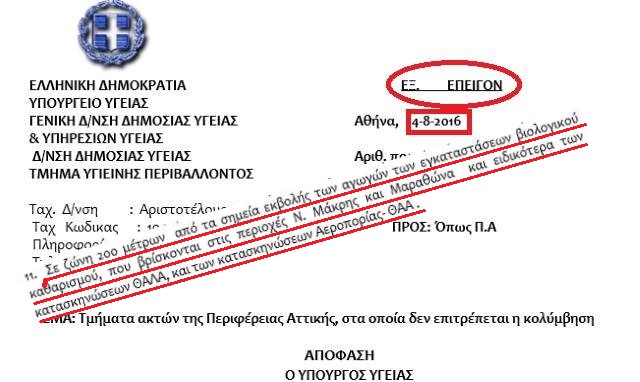 Υπουργείο Υγείας: Πού απαγορεύεται το κολύμπι σε Νέα Μάκρη - Μαραθώνα! (Επείγον Έγγραφο) 