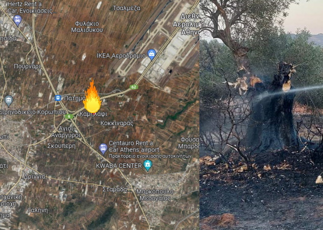 Κορωπί: Νότια του αεροδρομίου η πρώτη φωτιά της αντιπυρικής περιόδου 2022 (Φωτός)