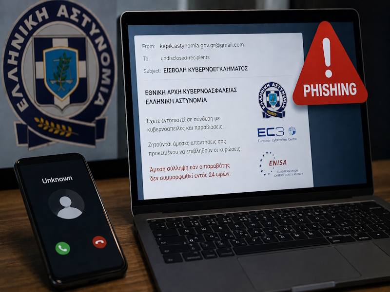 Νέα ηλεκτρονική απάτη με δήθεν μηνύματα της Ελληνικής Αστυνομίας 